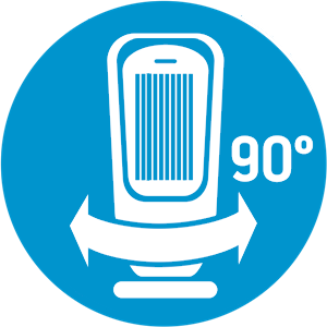 La base oscillante ruota fino a 90° e garantisce una diffusione amplificata del calore, per il massimo comfort!